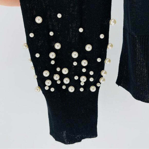 ZARA Knit Pearl Sleeve Black Sweater, Women’s Medium - Picture 3 of 5